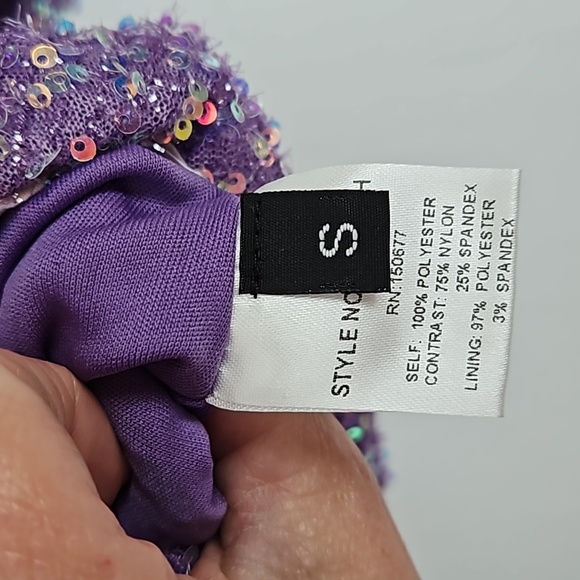 Boutique Women's Purple Sequined Batwing Sequined Blouse Top L - Picture 8 of 8